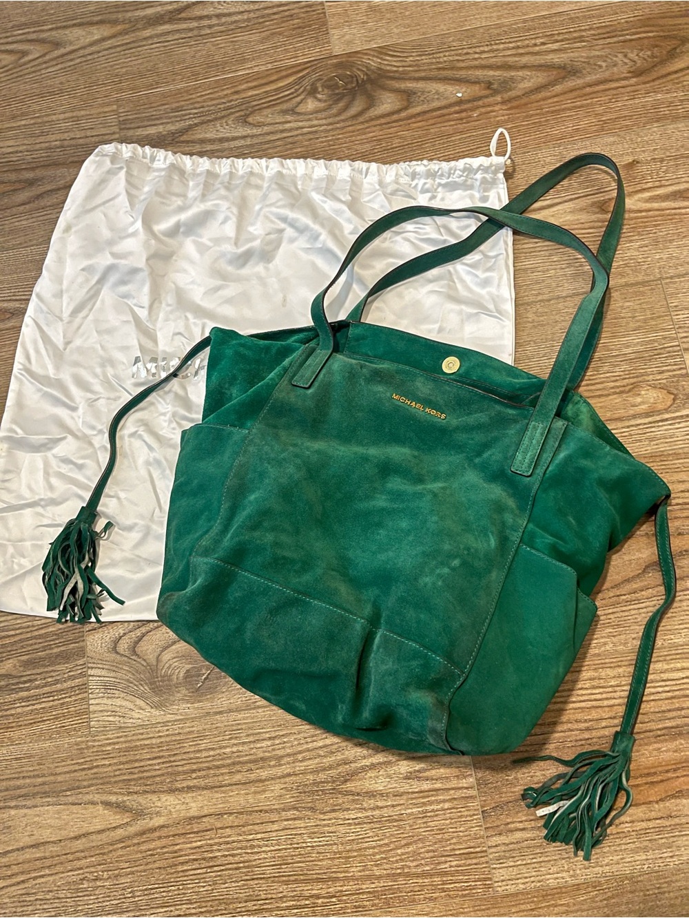 Michael Kors Green Suede Ashbury Tote Bag